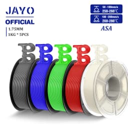 JAYO ASA Filament 1.75mm 3D Printer Filament ASA 5Rolls/set UV/Rain/Heat Resistant Tough 3D Filament 1KG For FDM 3D Printers