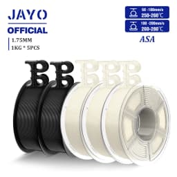 JAYO ASA Filament 1.75mm 3D Printer Filament ASA 5Rolls/set UV/Rain/Heat Resistant Tough 3D Filament 1KG For FDM 3D Printers