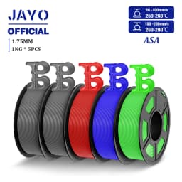JAYO ASA Filament 1.75mm 3D Printer Filament ASA 5Rolls/set UV/Rain/Heat Resistant Tough 3D Filament 1KG For FDM 3D Printers