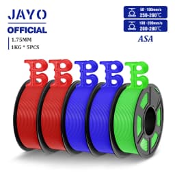 JAYO ASA Filament 1.75mm 3D Printer Filament ASA 5Rolls/set UV/Rain/Heat Resistant Tough 3D Filament 1KG For FDM 3D Printers