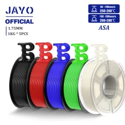 JAYO ASA Filament 1.75mm 3D Printer Filament ASA 5Rolls/set UV/Rain/Heat Resistant Tough 3D Filament 1KG For FDM 3D Printers