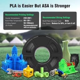 JAYO ASA Filament 1.75mm 3D Printer Filament ASA 5Rolls/set UV/Rain/Heat Resistant Tough 3D Filament 1KG For FDM 3D Printers