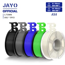 JAYO ASA Filament 1.75mm 3D Printer Filament ASA 5Rolls/set UV/Rain/Heat Resistant Tough 3D Filament 1KG For FDM 3D Printers