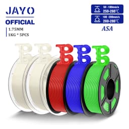 JAYO ASA Filament 1.75mm 3D Printer Filament ASA 5Rolls/set UV/Rain/Heat Resistant Tough 3D Filament 1KG For FDM 3D Printers