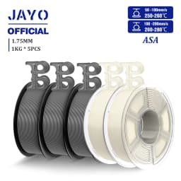 JAYO ASA Filament 1.75mm 3D Printer Filament ASA 5Rolls/set UV/Rain/Heat Resistant Tough 3D Filament 1KG For FDM 3D Printers