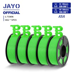 JAYO ASA Filament 1.75mm 3D Printer Filament ASA 5Rolls/set UV/Rain/Heat Resistant Tough 3D Filament 1KG For FDM 3D Printers