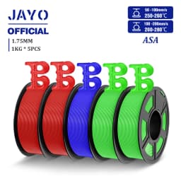JAYO ASA Filament 1.75mm 3D Printer Filament ASA 5Rolls/set UV/Rain/Heat Resistant Tough 3D Filament 1KG For FDM 3D Printers