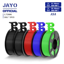 JAYO ASA Filament 1.75mm 3D Printer Filament ASA 5Rolls/set UV/Rain/Heat Resistant Tough 3D Filament 1KG For FDM 3D Printers