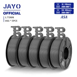 JAYO ASA Filament 1.75mm 3D Printer Filament ASA 5Rolls/set UV/Rain/Heat Resistant Tough 3D Filament 1KG For FDM 3D Printers