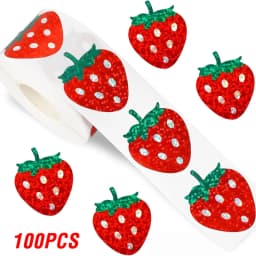 100-500pcs Red Laser Strawberry Shaped Sticker Decoration Gift Box Sticker Label Stationery scrapbook Sticker 2.5cm/1inch