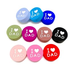 10pcs Love DAD Silicone Beads Kids Teething Toddler Toys Food Grade Silicone Teethers DIY Pacifier Toy Accessories