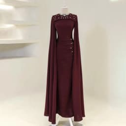 Eightale 2025 Burgundy Evening Dress Beaded Cape Sleeve Saudi Arabic Prom Party Dress Women Formal Gowns Customized