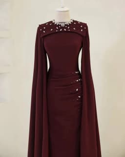 Eightale 2025 Burgundy Evening Dress Beaded Cape Sleeve Saudi Arabic Prom Party Dress Women Formal Gowns Customized