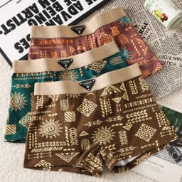 3PCS/Pack 100% Cotton Vintage Print Women's Panties Super Soft Hygroscopic Breathable Underwear High Elastic Waistband Shorts