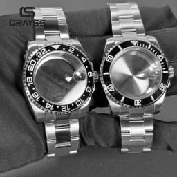 Blak Bezel 40mm Diver Waterproof For SUB NH34 NH35 NH36 Movement Sapphire Glass Watch Case Mod Glass Back 20atm Steel Bracelet