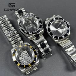 Blak Bezel 40mm Diver Waterproof For SUB NH34 NH35 NH36 Movement Sapphire Glass Watch Case Mod Glass Back 20atm Steel Bracelet