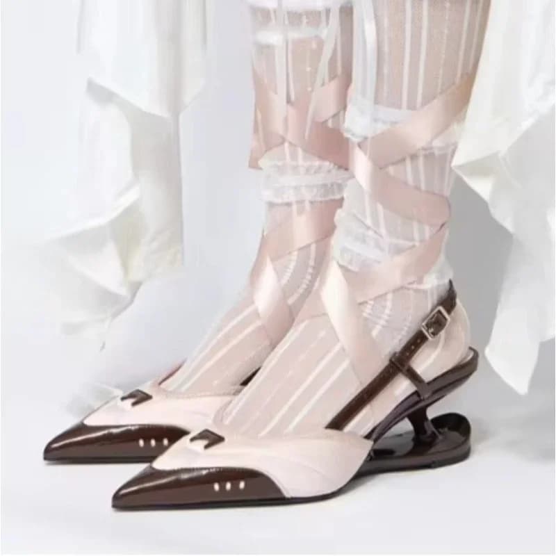 Mary Jane Bow Knot Slip On Strange Heel Sexy Lady Pumps 2025 New Pointed Toe All-Match Casual Shoes Sport Sneaker High Heels