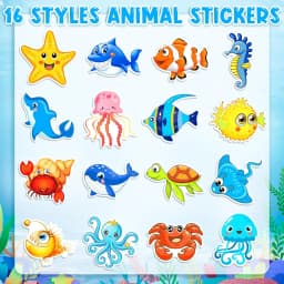 500/1000 Pcs Roll Sticker For Kids Cute Cartoon Fish Deals Sea Ocean Animal Stickers Creature Labels For Teacher Reward School