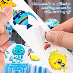 500/1000 Pcs Roll Sticker For Kids Cute Cartoon Fish Deals Sea Ocean Animal Stickers Creature Labels For Teacher Reward School