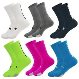 5 Pairs Cycling Socks Men Letter Breathable Bicycle Sport Running Socks Mid Tube Compression Outdoor Racing MTB Road Bike Socks