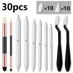 30pcs Sketching & Drawing Tool Kit - Includes Blending Stumps, Art Sponge Wiper, Scrapers & Dual-Tip Sponge Pens