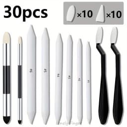 30pcs Sketching & Drawing Tool Kit - Includes Blending Stumps, Art Sponge Wiper, Scrapers & Dual-Tip Sponge Pens