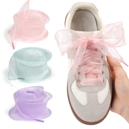 4cm Wide Fishtail Organza Shoelaces Wave Chiffen Yarn Bow Laces Beauty White Casual Sneaker DE Training Shoes Laces(1pairs)