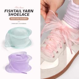 4cm Wide Fishtail Organza Shoelaces Wave Chiffen Yarn Bow Laces Beauty White Casual Sneaker DE Training Shoes Laces(1pairs)