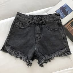 2025 New Summer Women High Wiast Raw Hem Denim Shorts Soild White Black Blue Korean Wide Leg Pants Mon Shorts Jean Shorts