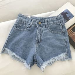 2025 New Summer Women High Wiast Raw Hem Denim Shorts Soild White Black Blue Korean Wide Leg Pants Mon Shorts Jean Shorts