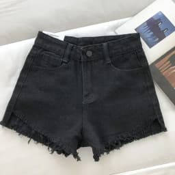 2025 New Summer Women High Wiast Raw Hem Denim Shorts Soild White Black Blue Korean Wide Leg Pants Mon Shorts Jean Shorts