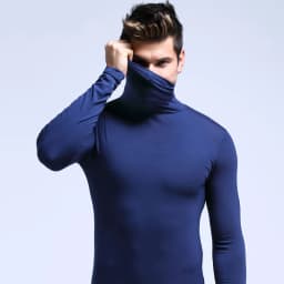 Men's thermal underwear in turtleneck lapel autumn thin Modal autumn and winter long-sleeved base shirt single slim-fit top