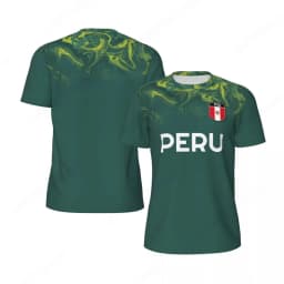 Fashion Peru Flag Graphic Football T Shirts For Men Trend 3D National Emblem Printed Sports T-shirts Loose Breathable Tees Tops