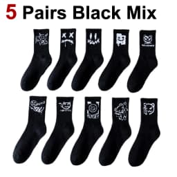 5/10 Pairs Men Women Graffiti Printed socks Street Style Soft Comfortable Sweat Absorbing Breathable Couple Sports Leisure Socks