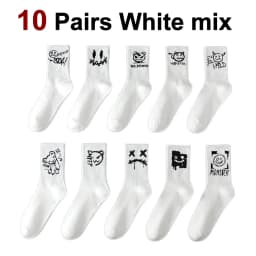 5/10 Pairs Men Women Graffiti Printed socks Street Style Soft Comfortable Sweat Absorbing Breathable Couple Sports Leisure Socks
