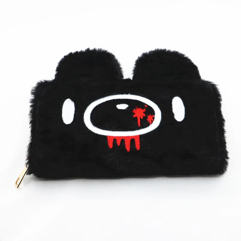 Cute cartoon Black Bear Zip Plush Wallet Money Card Holders Female Handbags Clutch Wallet