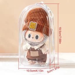 For Labubu V2 Transparent Colorful Protector Case Doll Accessories Organizer Box Plush Doll Display Bag Outdoor with Keychain