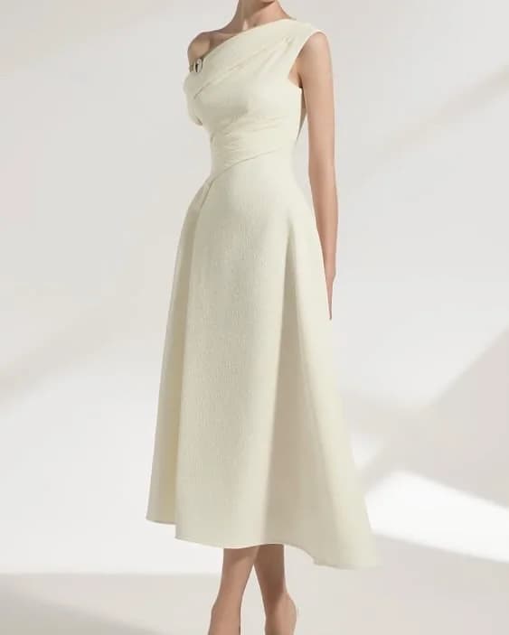 Meetlove White Sleeveless A Line Ankle Length One-shoulder Evening Dresses Simple Sequin Customized 2025