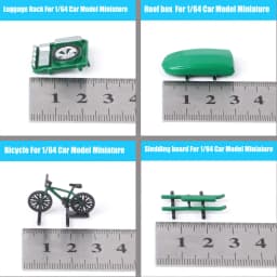 CM 5pcs/set Car Roof Accessories For 1/64 Model Cars Toy Miniatures Plastic Luggage Box Rack Kayaking Sledding Bicycle