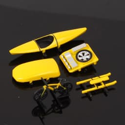 CM 5pcs/set Car Roof Accessories For 1/64 Model Cars Toy Miniatures Plastic Luggage Box Rack Kayaking Sledding Bicycle