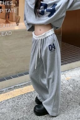 American fashion retro sports pants for women in spring and summer high waisted and drooping casual pants loose pants