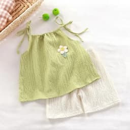 New Girl Set Summer New Korean Fashionable Floral Vest Shorts Daily Wear Two-piece Set Kids Clothes Girls