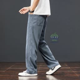 Autumn Soft Lyocell Fabric Pants Men Baggy Straight Wide Leg Pants Elastic Waist y2k Jogging Casual Trousers Plus Size 5XL