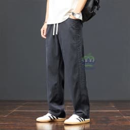 Autumn Soft Lyocell Fabric Pants Men Baggy Straight Wide Leg Pants Elastic Waist y2k Jogging Casual Trousers Plus Size 5XL