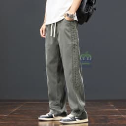 Autumn Soft Lyocell Fabric Pants Men Baggy Straight Wide Leg Pants Elastic Waist y2k Jogging Casual Trousers Plus Size 5XL