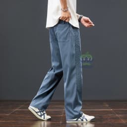 Autumn Soft Lyocell Fabric Pants Men Baggy Straight Wide Leg Pants Elastic Waist y2k Jogging Casual Trousers Plus Size 5XL