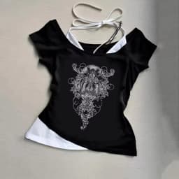 Y2k Aesthetic pattern Vintage Basic Tees Ladies Clothes Retro Graphic Top Short Sleeve Casual T Shirt for Women Millennium style
