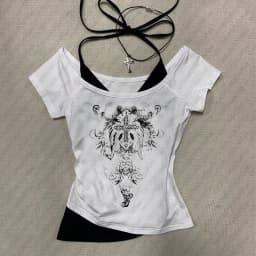 Y2k Aesthetic pattern Vintage Basic Tees Ladies Clothes Retro Graphic Top Short Sleeve Casual T Shirt for Women Millennium style