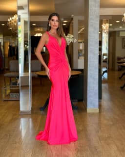 Customized Exquisite V-Neck Spaghetti Straps Evening Dress Temperament  Mermaid Celebrity Gowns Fashion  Backless Party Dress