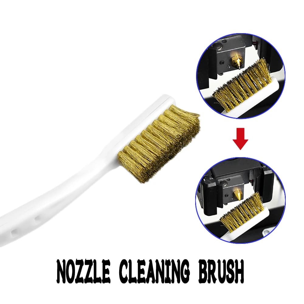 3D Printer Cleaner Tool Copper Wire Toothbrush Copper Brush Handle For Nozzle Heater Block Hotend Cleaning Hot Bed Parts